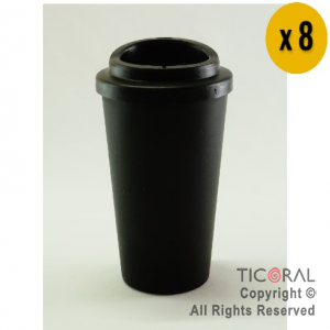 VASO TERMICO CAFE NEGRO 300 CC X 8